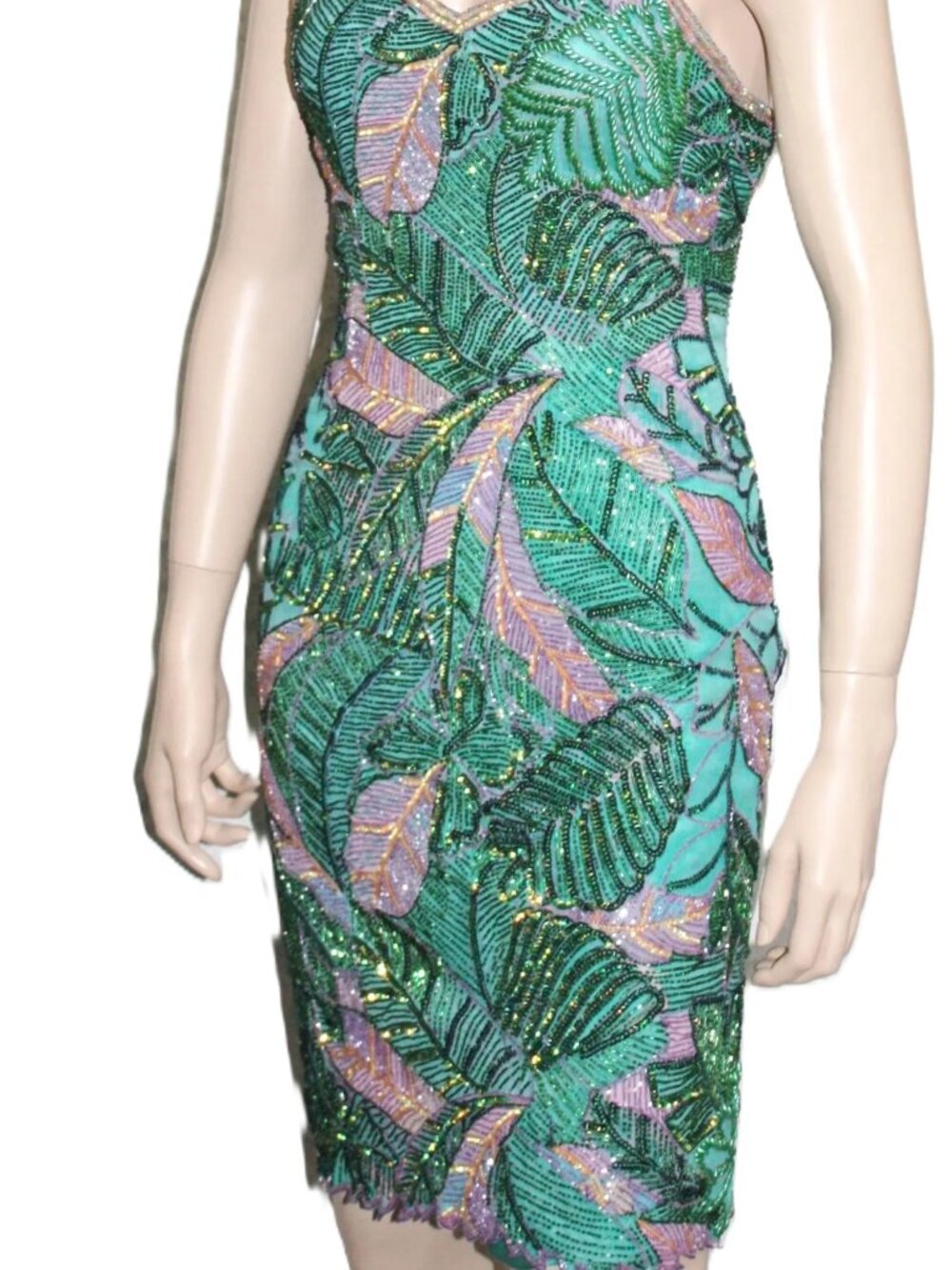 JASDEE Vintage Dress Bead & Sequins Hand Work & Hand Print on Silk Style 3081M - Picture 2 of 3